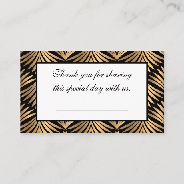 Carte De Placement Black Gold Art Déco Gatsby Mariage Merci (Devant)