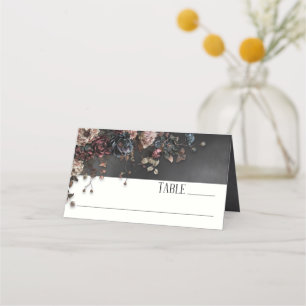 Carte De Placement Black Moody Gothic Flowers & Mist Mariage