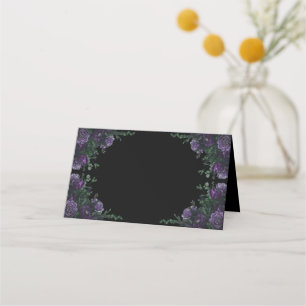 Carte De Placement Black Violet Floral Élégant Mariage Gothique
