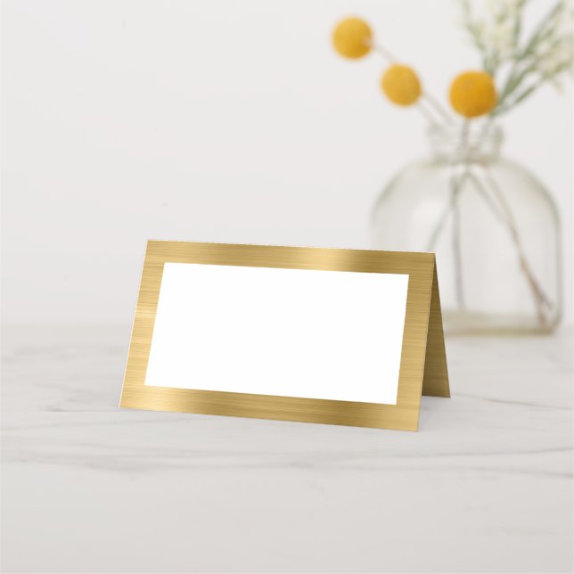 Carte De Placement Blanc et or Faux Feuille (Devant)