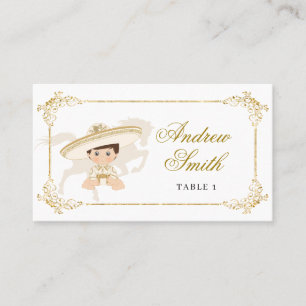 Carte De Placement Blanc Gold Mexicain Boy Baptême 1er anniversaire