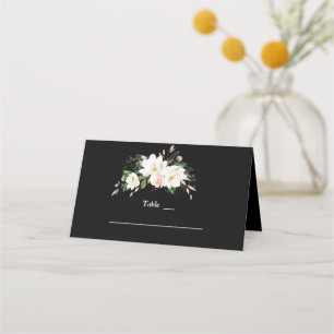 Carte De Placement Blanc Magnolia Gold Black Mariage Numéro de table