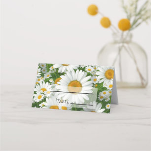 Carte De Placement Blanc printemps floral blanc marguerites verdure