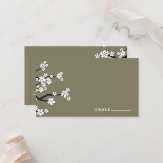 Carte De Placement Blanc Zen Sakura Cerry Blossoms Mariage asiatique