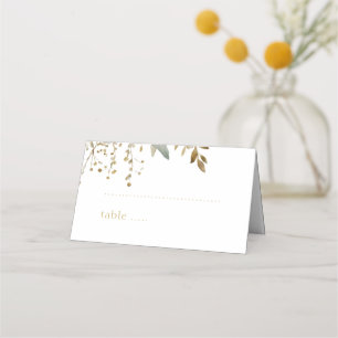 Carte De Placement BLANCHE   Aquarelle Imitation Gold Foliing Mariage