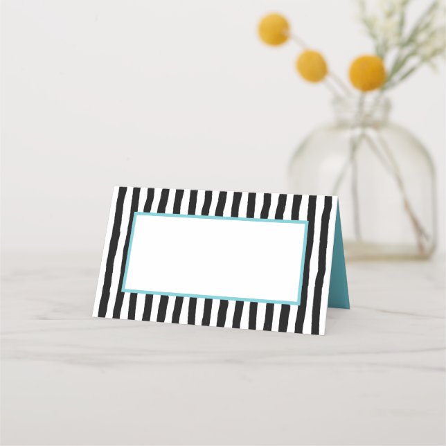 Carte De Placement Blancs blancs et noirs avec Aqua (Dos)