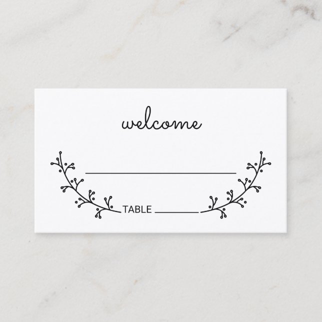 Carte De Placement Blank Rustic Laurels Kraft Mariage papier (Devant)