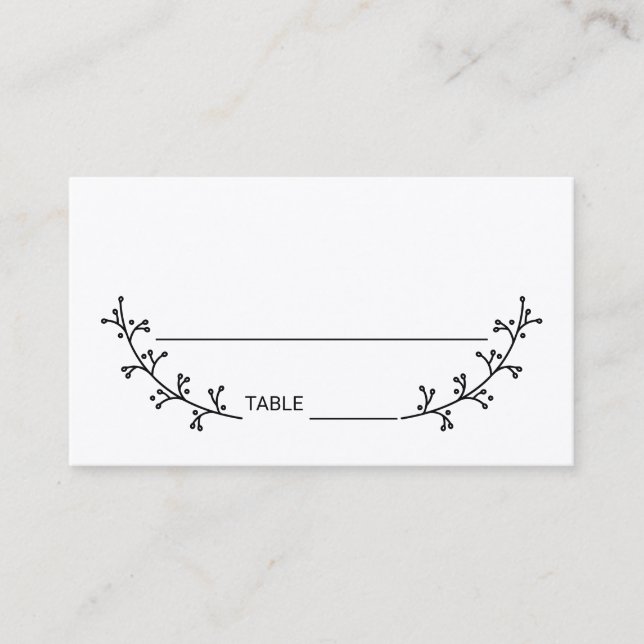 Carte De Placement Blank Rustic Laurels Kraft Mariage papier (Devant)