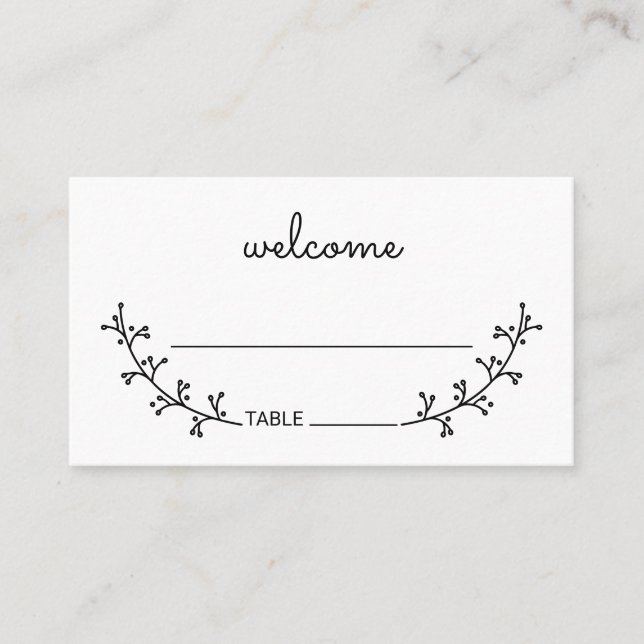 Carte De Placement Blank Rustic Laurels Mariage (Devant)