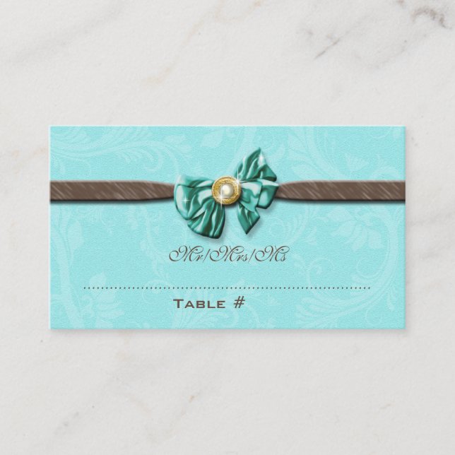 Carte De Placement Bleu aqua brun gem arc floral (Devant)