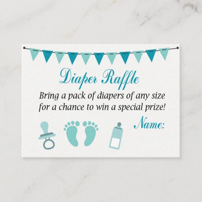 Carte De Placement Bleu Bébé Pieds Refroidisseur Billets (Devant)