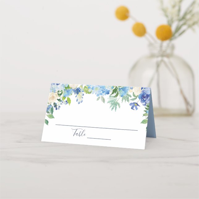 Carte De Placement Bleu clair Hydrangea Mariage Floral Table (Devant)
