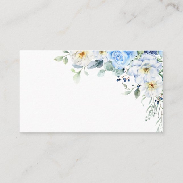 Carte De Placement Bleu clair, Marine, Aquarelle blanche d'hiver Flor (Devant)