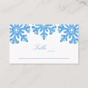 Carte De Placement Bleu Flocon de neige Mariage d'hiver