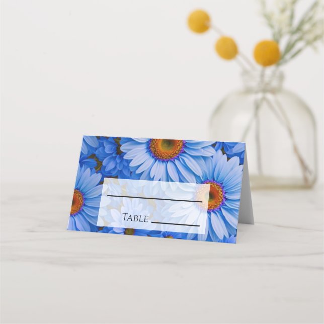 Carte De Placement Bleu floral bleu tournesol bleu marguerites motif (Devant)