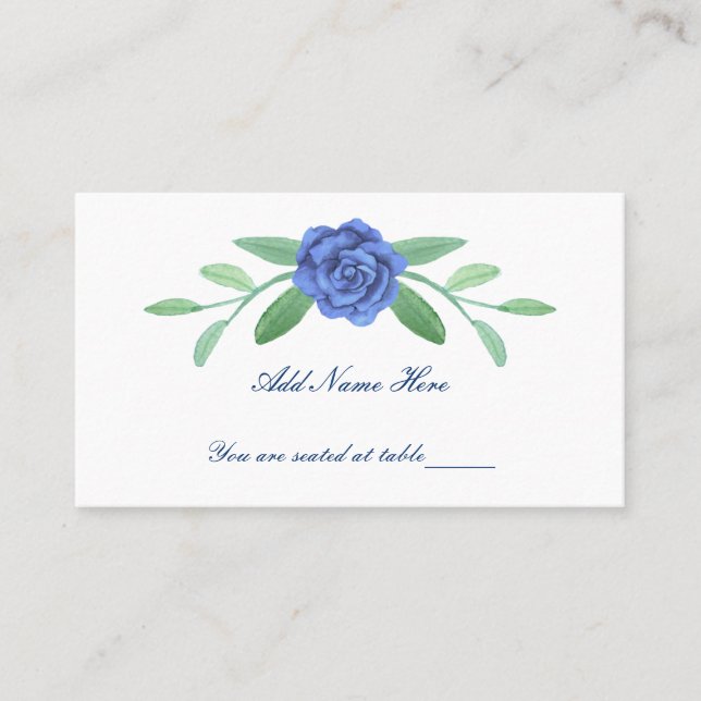 Carte De Placement Bleu Floral Folithe Table Place Card (Devant)