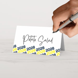 Carte De Placement Bleu marine & jaune classe année diplômé pliage no
