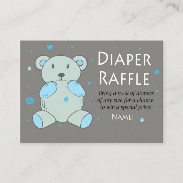 Carte De Placement Bleu Teddy ours Repas de couches Billets (Devant)