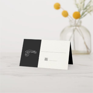 Carte De Placement Bloc de couleur minimaliste moderne Mariage noir/b