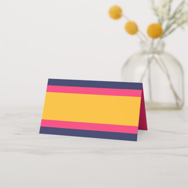 Carte De Placement Blocage de couleur vive Bleu rose et jaune (Devant)