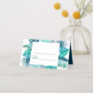 Carte De Placement Blue Botanical Beach Palm Foliage Mariage