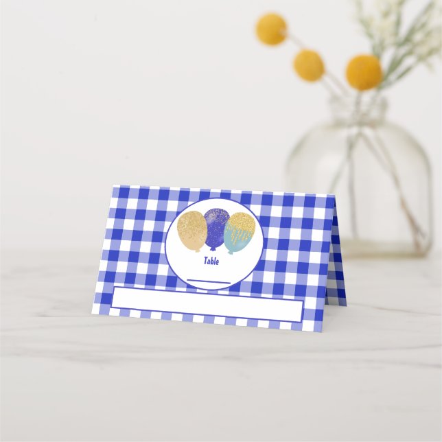 Carte De Placement Blue En vichy Parties scintillant Blue Party Ballo (Devant)