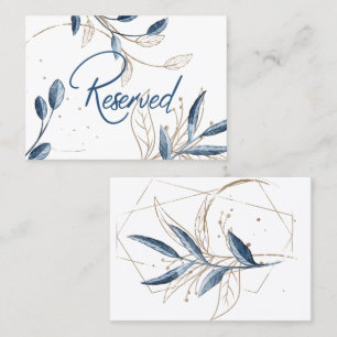 Carte De Placement Blue Gold Moderne Floral Mariage élégant