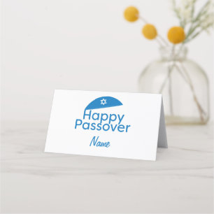 Carte De Placement Blue Happy Passover Salutation avec Kippah
