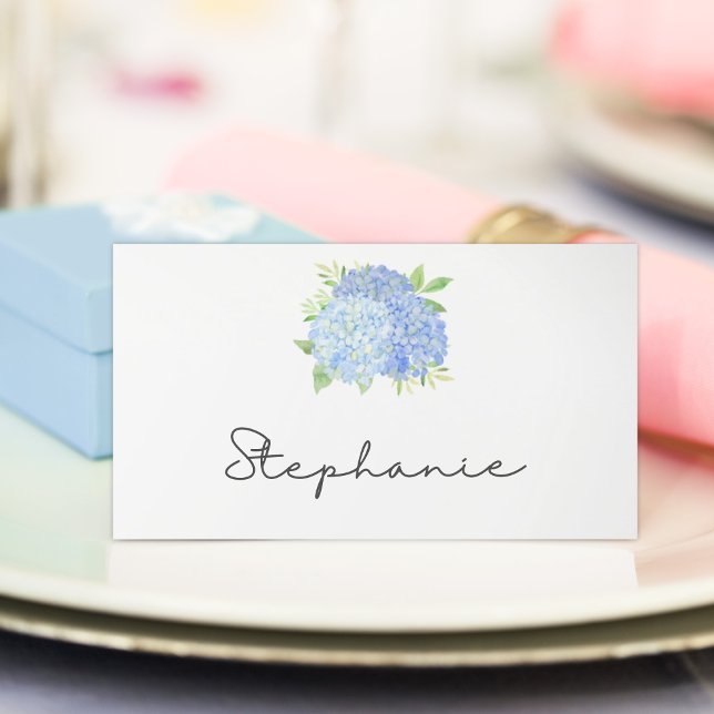 Carte De Placement Blue Hydrangea Aquarelle Mariage Floral (Créateur téléchargé)