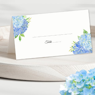 Carte De Placement Blue Hydrangea Foliage Aquarelle Mariage Floral