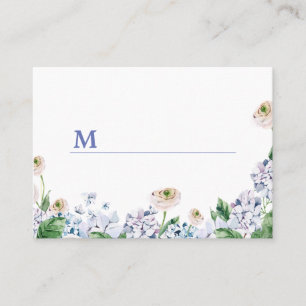 Carte De Placement Blue Hydrangea Rose blanche 100e anniversaire
