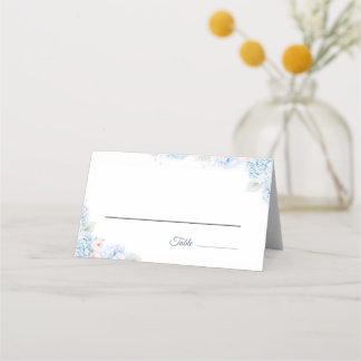 Carte De Placement Blue Hydrangea Watercolor Floral Place Card