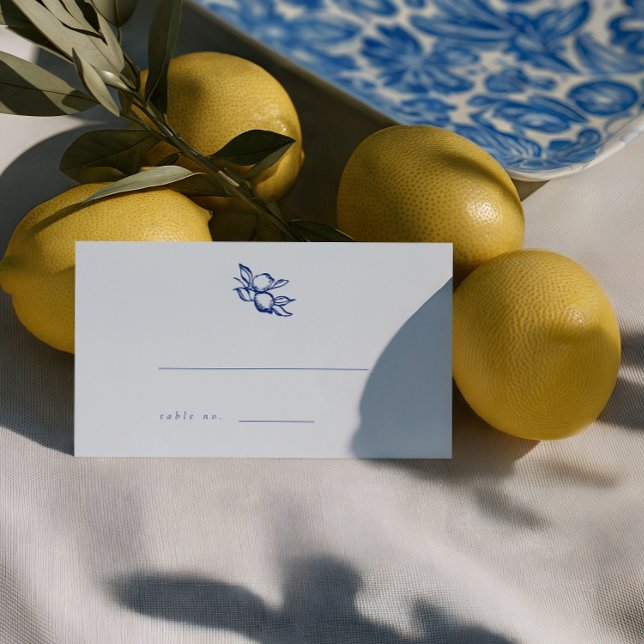 Carte De Placement Blue Lemons Doodle Wedding Escort Cards (Créateur téléchargé)