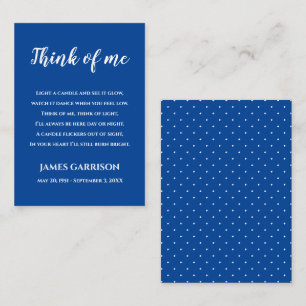 Carte De Placement Blue Think Of Me Célébration de la vie bougie
