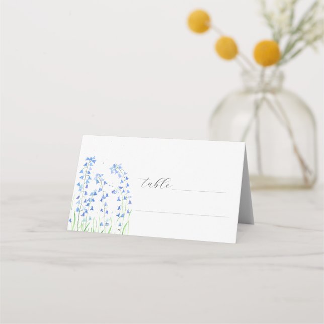 Carte De Placement Bluebells Aquarelle Bleu Fleur Mariage Floral (Devant)