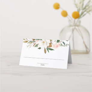 Carte De Placement Blush blanc rose verdure florale magnolia