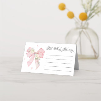 Carte De Placement Blush Pink Bow Wildflower Place Card