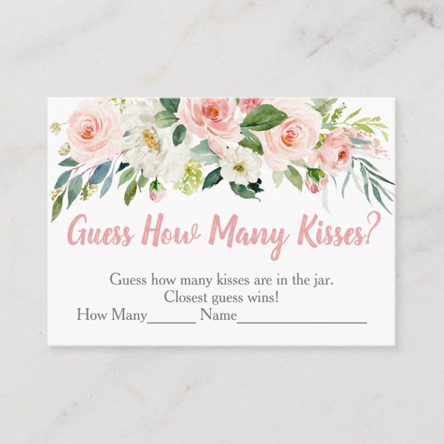 Carte De Placement Blush Rose Floral Devinez Combien De Baisers Jeu (Devant)