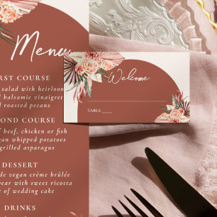 Carte De Placement Bohème Floral Terracotta & Mariage ivoire