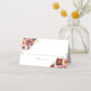 Carte De Placement Boho Aquarelle Automne Floral Bouquet Mariage