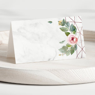 Carte De Placement Boho Aquarelle Floral Rose Or Mariage géométrique
