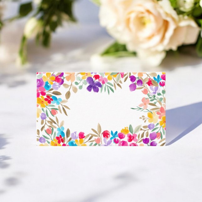 Carte De Placement Boho aquarelle moderne mariage floral (Boho painted Modern Watercolor Floral Wedding Place Card)