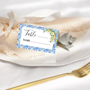 Carte De Placement Boho Bleu carreaux et citron mariage Arch