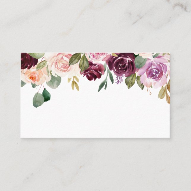 Carte De Placement Boho Bourgogne et fleurs de pêche tombent (Devant)