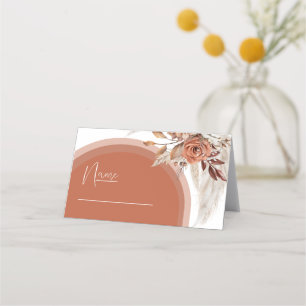 Carte De Placement Boho Burnt Orange Floral & Pampas Grass Mariage