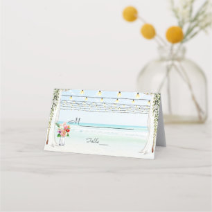 Carte De Placement Boho Canopy Bourgogne Floral Beach Maui Mariage