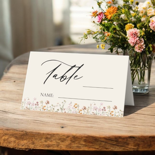 Carte De Placement Boho Chic Fleur sauvage Mariage Numéro de table (Créateur téléchargé)