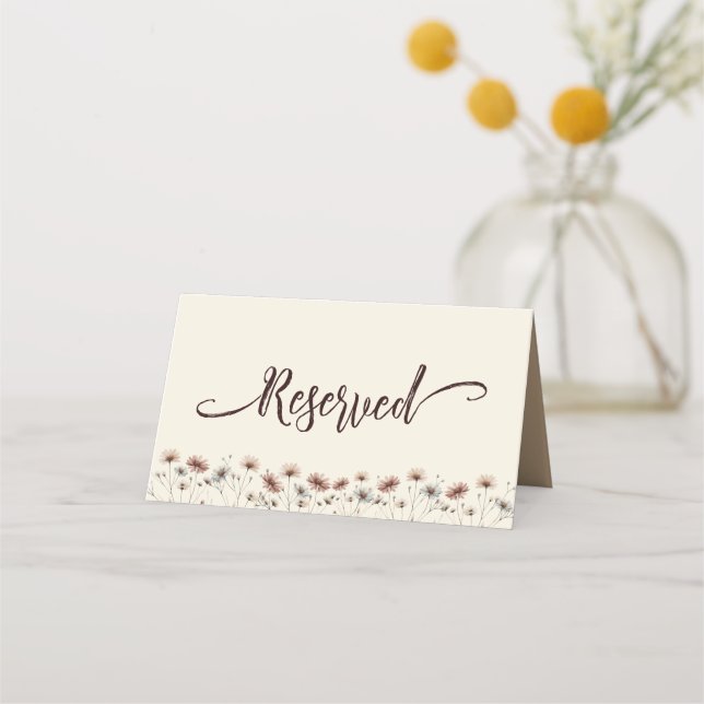Carte De Placement Boho Chic Fleur sauvage Simple Mariage Réservé (Devant)