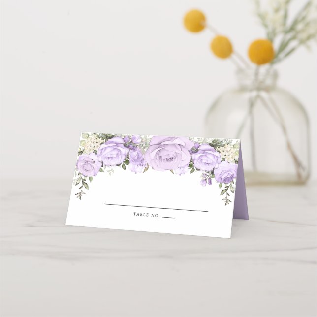 Carte De Placement Boho Chic violet Rose Floral (Devant)