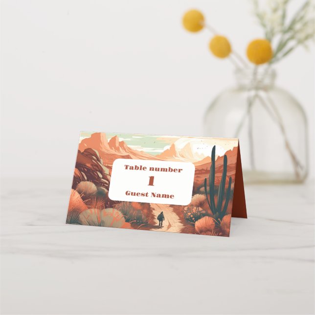 Carte De Placement Boho Desert Cactus Mariage illustré (Devant)